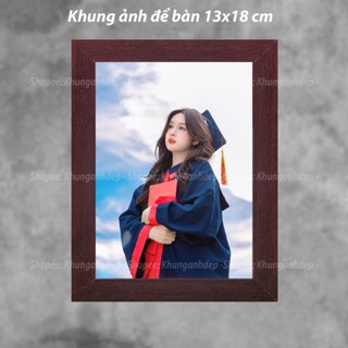 Khung ảnh để bàn 13x18 cm màu nâu N207 in ảnh theo yêu cầu trang trí nhà cửa, quà tặng ý nghĩa.