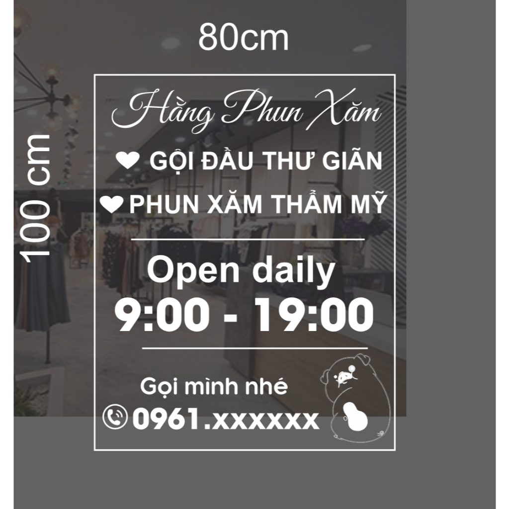 Decal dán kính chữ dán kính làm theo yêu cầu - chữ in UV decal trong - cho tiệm gội đầu - spa