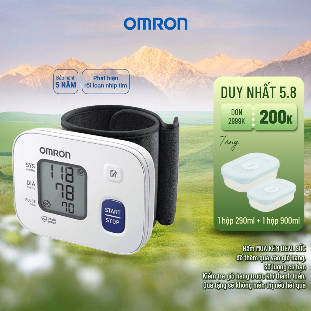 Máy Đo Huyết Áp Cổ Tay Omron HEM-6161