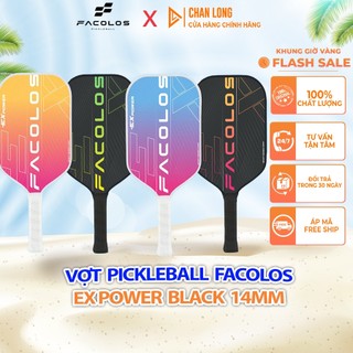 Combo 2 Vợt Pickleball Facolos ExPower Black 14mm | Cán Êm, Trợ Lực Tốt, Đánh Ổn Định