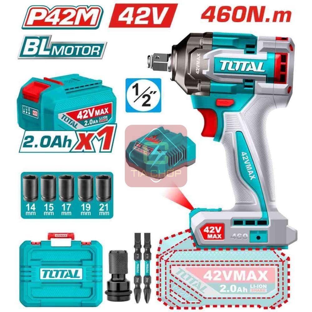 MÁY SIẾT BULOONG KHÔNG CHỔI THAN DÙNG PIN 42V TOTAL TIWLI42461