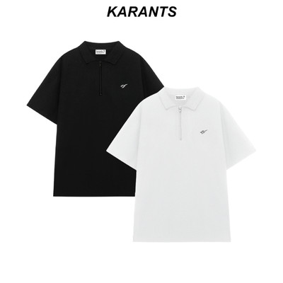 Karants Áo Polo Oversize Vải Cotton Cá Sấu Gắn Thanh Kim Loại Trơn Nam Nữ Unisex - KR259