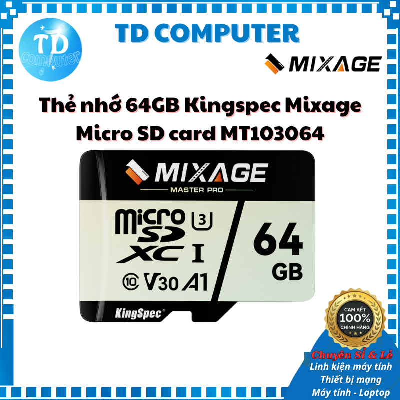 Thẻ nhớ 64GB Kingspec Mixage Micro SD – Gọn nhẹ, Tốc độ cao, Giá tốt - Hàng chính hãng