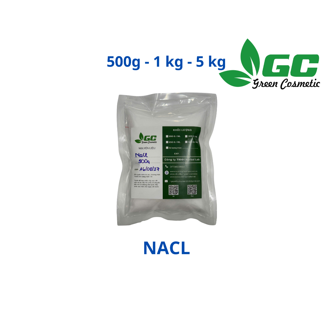 [HCM] GIÁ SỈ - MUỐI NACL - Nguyên liệu mỹ phẩm Greencosmetic 100g, 500g, 1 kg, 5kg