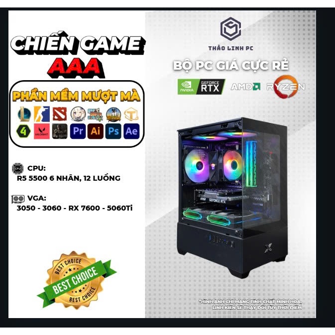 PC Gaming + Đồ Họa Chuyên Nghiệp | CPU AMD 5500/5600 | RTX 3060/5060 | RAM 16GB | Full New | Bảo Hành 3 Năm | BigBuy360 - bigbuy360.vn