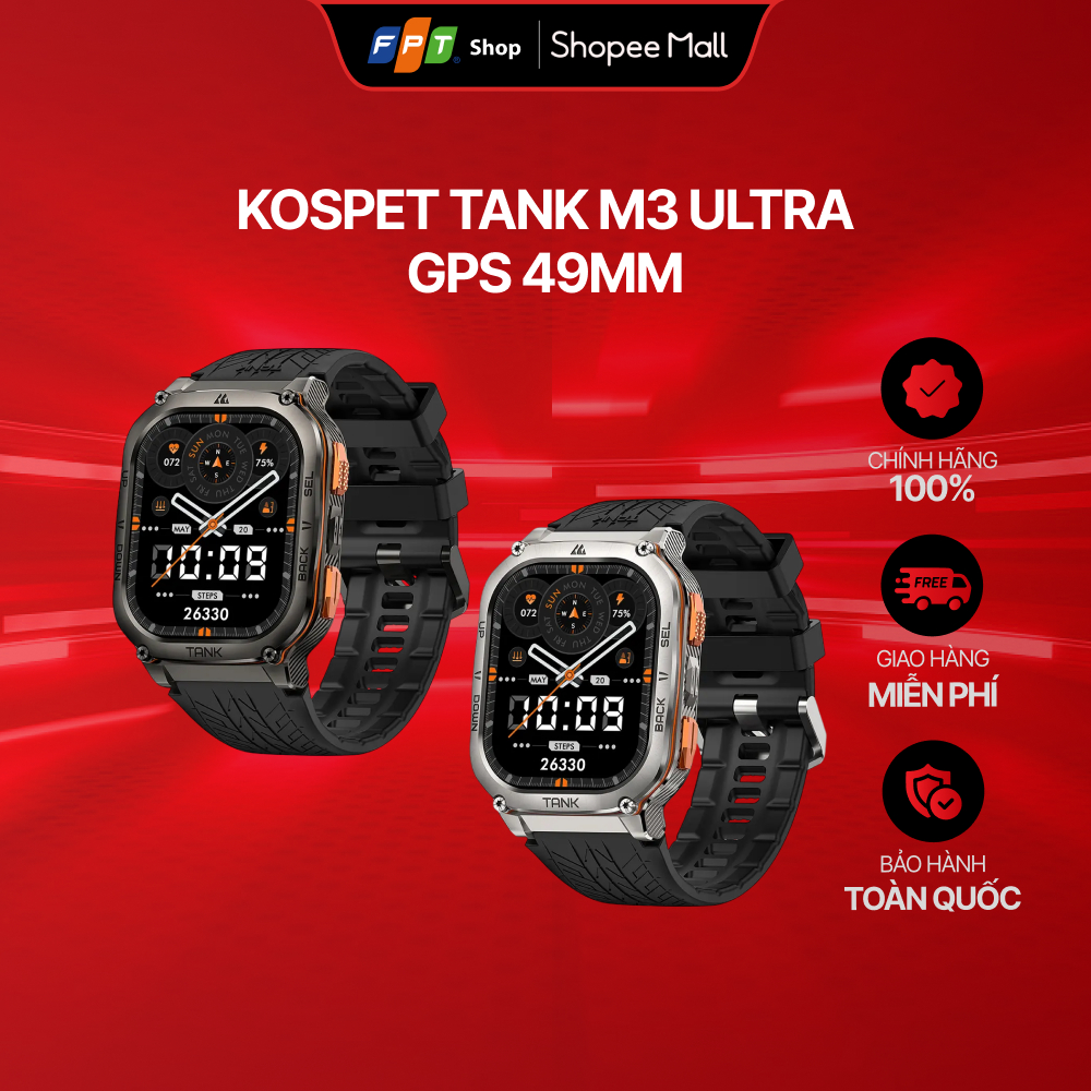 [Bảo hành 12 tháng] Đồng hồ thông minh Kospet Tank M3 Ultra GPS 49mm, SpO2, đi mưa, bơi lội, Pin đến 12 ngày | BigBuy360 - bigbuy360.vn
