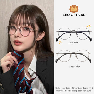 Kính mắt kim loại titanium dáng tròn nhỏ cao cấp LEO OPTICAL 00392
