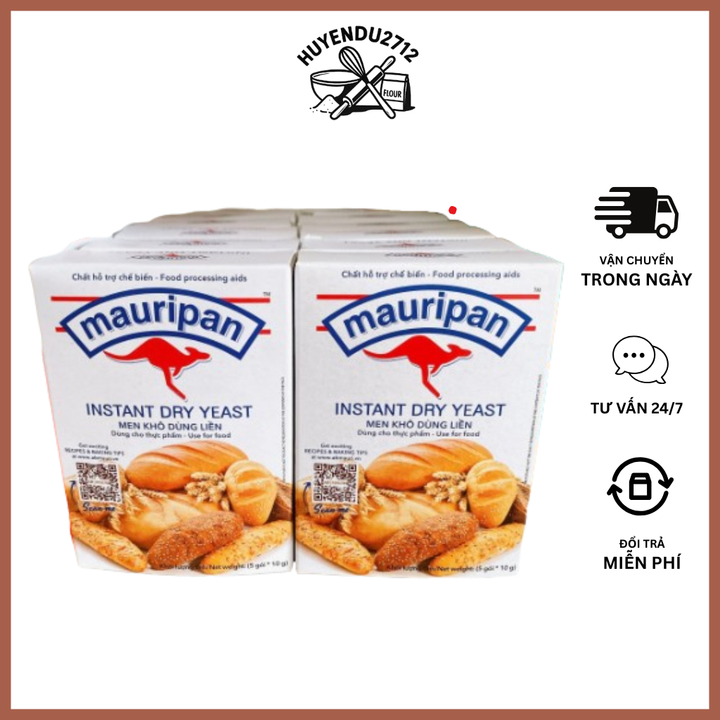 5 gói men bánh mỳ Mauripan, men TP, men đầu bếp, men khô, men nở(MS 282)