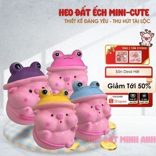 Heo đất tiết kiệm Heo đội mũ ếch cute|  quà tặng, trang trí-THNK06