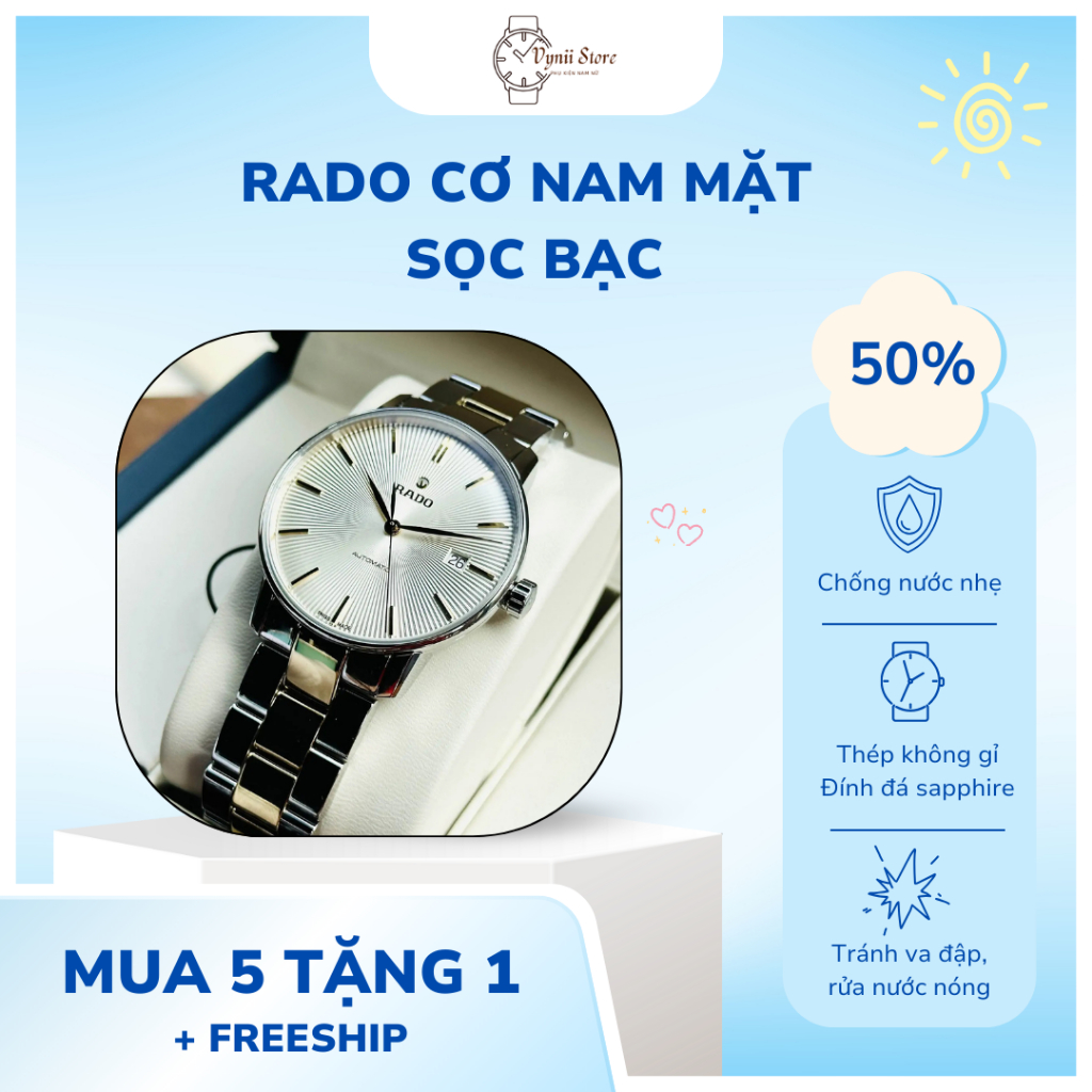 Đồng hồ nam chính hãng VYNII STORE DH0111 dây thép không gỉ sang trọng chống nước