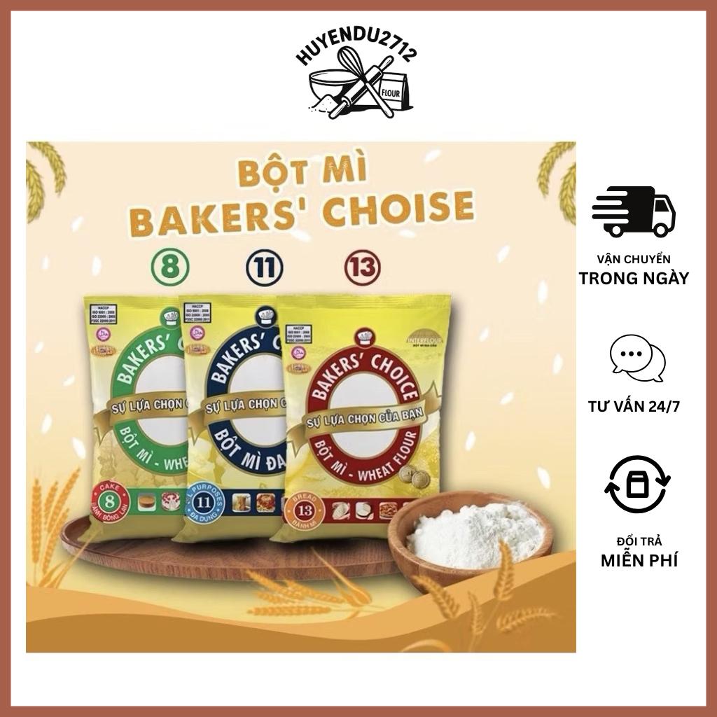 Bột mỳ bakers Choice số 8 - 11 - 13 làm bánh bao, bánh gato, bánh quy