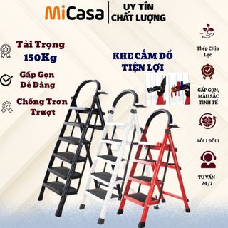  Thang Chữ A Gấp Gọn  3 - 4 - 5 - 6 Bậc TOSHUDO  Thép Chịu Lực  Chân Đế CaoSU CHống Trơn Trượt 