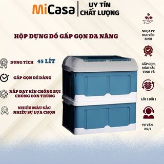  Thùng Gấp Gọn 45 Lít Đa Năng Cao Cấp Có Nắp Đậy Lớn Hộp Đựng Đồ Quần Áo Đồ Chơi Sách vở 