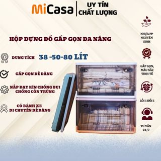  MICASA - Hộp Đựng Đồ Bằng Nhựa PP Nguyên Sinh Trong Xuốt Dung Tích 38Lít - 50Lít - 80Lít 