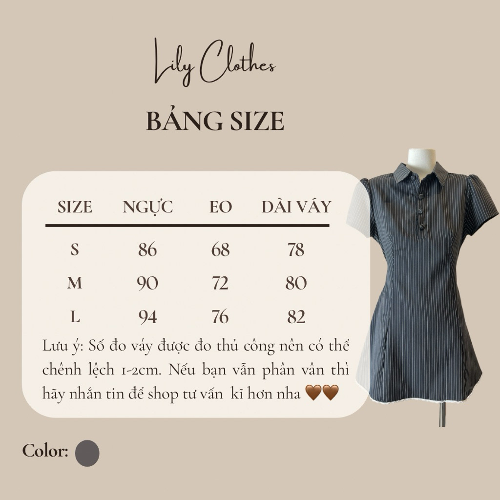 Lily.clothes- (Sẵn) Váy sơ mi kẻ sọc viền ren dáng ngắn cúc bọc khoá kéo sau lưng kèm quần bảo hộ rời (V02) | BigBuy360 - bigbuy360.vn