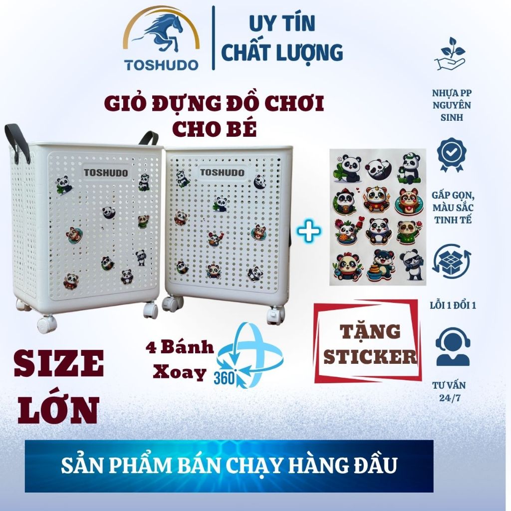 TOSHUDO Giỏ Đựng Đồ CHơi Cho Bé Có Bánh Xe Dung Tích Lớn