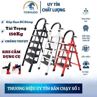 Thang Chữ A Gấp Gọn  3 - 4 - 5 - 6 Bậc TOSHUDO , Thép Chịu Lực , Chân Đế CaoSU CHống Trơn Trượt
