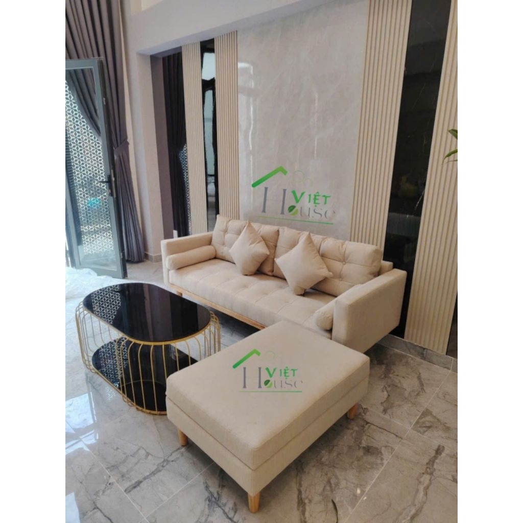 Combo Sofa phòng khách màu kem trang nhã Việt House (Freeship 1 số kv nt HCM)