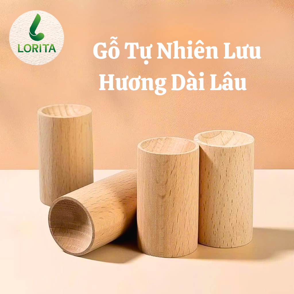 LORITA Trụ gỗ khuếch tán hương thơm, Tinh dầu thiên nhiên nguyên chất - Dành cho gia đình văn phòng 