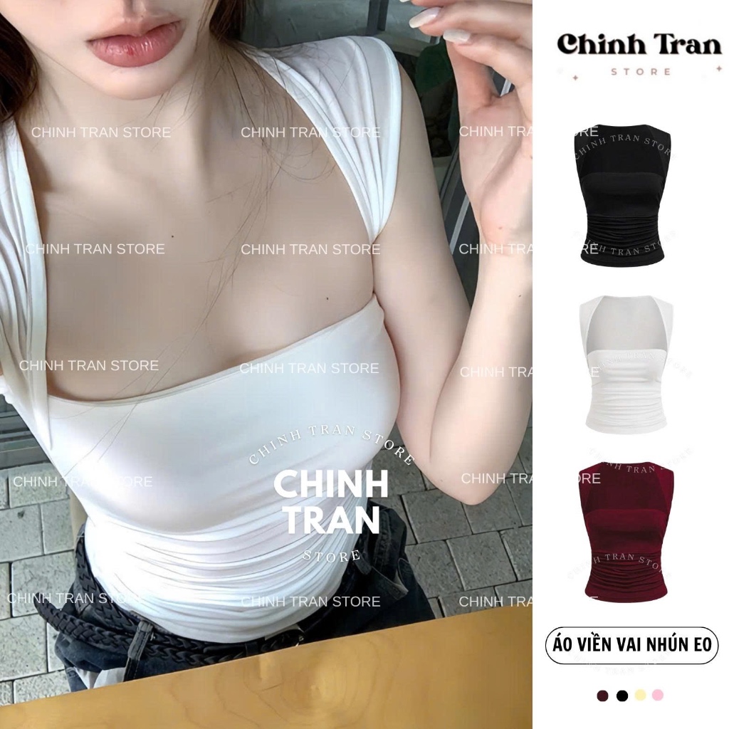 Áo Sát Nách Cúp Ngực Nhún Eo Viền Vai Nhỏ Chất Thun Cotton Co Giãn Nữ Tính Trendy - Chinh Trần Store | BigBuy360 - bigbuy360.vn