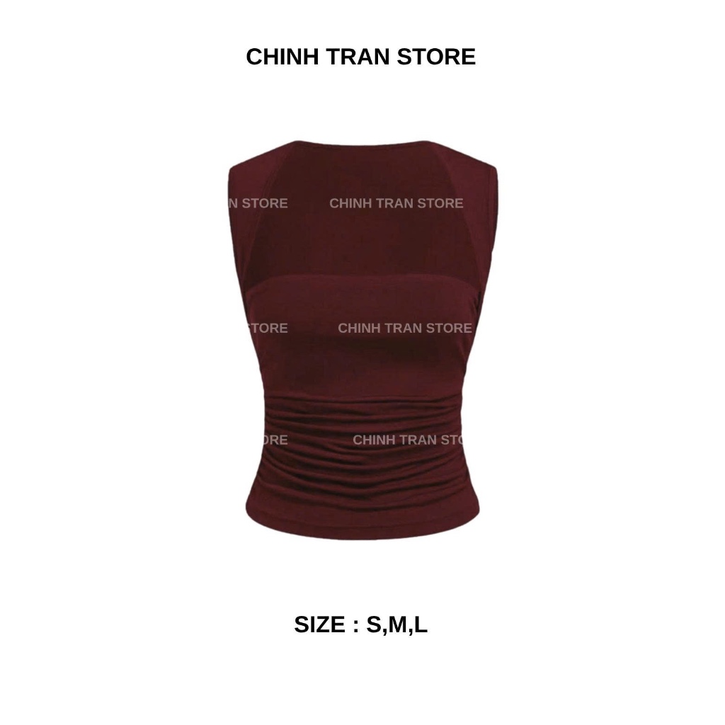 Áo Sát Nách Cúp Ngực Nhún Eo Viền Vai Nhỏ Chất Thun Cotton Co Giãn Nữ Tính Trendy - Chinh Trần Store | BigBuy360 - bigbuy360.vn