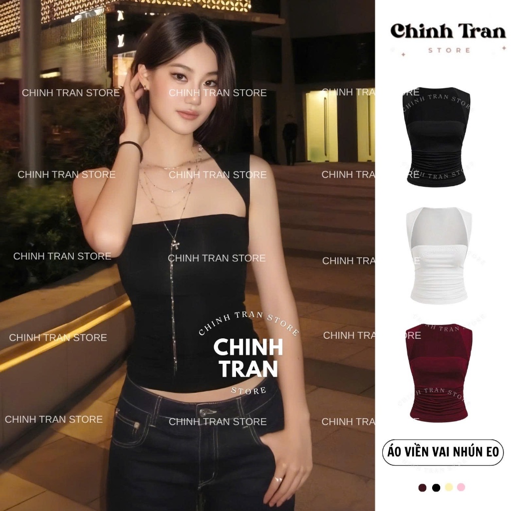 Áo Sát Nách Cúp Ngực Nhún Eo Viền Vai Nhỏ Chất Thun Cotton Co Giãn Nữ Tính Trendy - Chinh Trần Store | BigBuy360 - bigbuy360.vn