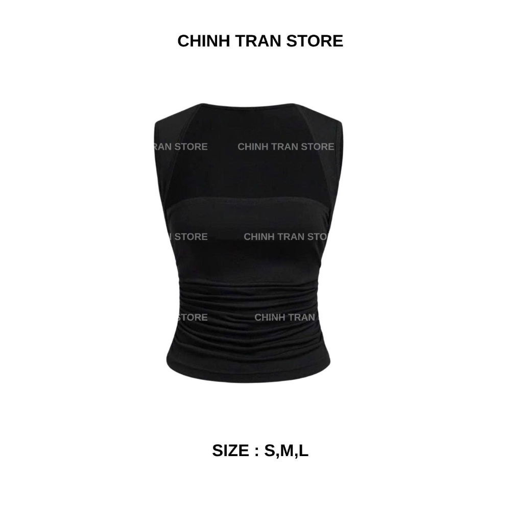 Áo Sát Nách Cúp Ngực Nhún Eo Viền Vai Nhỏ Chất Thun Cotton Co Giãn Nữ Tính Trendy - Chinh Trần Store | BigBuy360 - bigbuy360.vn