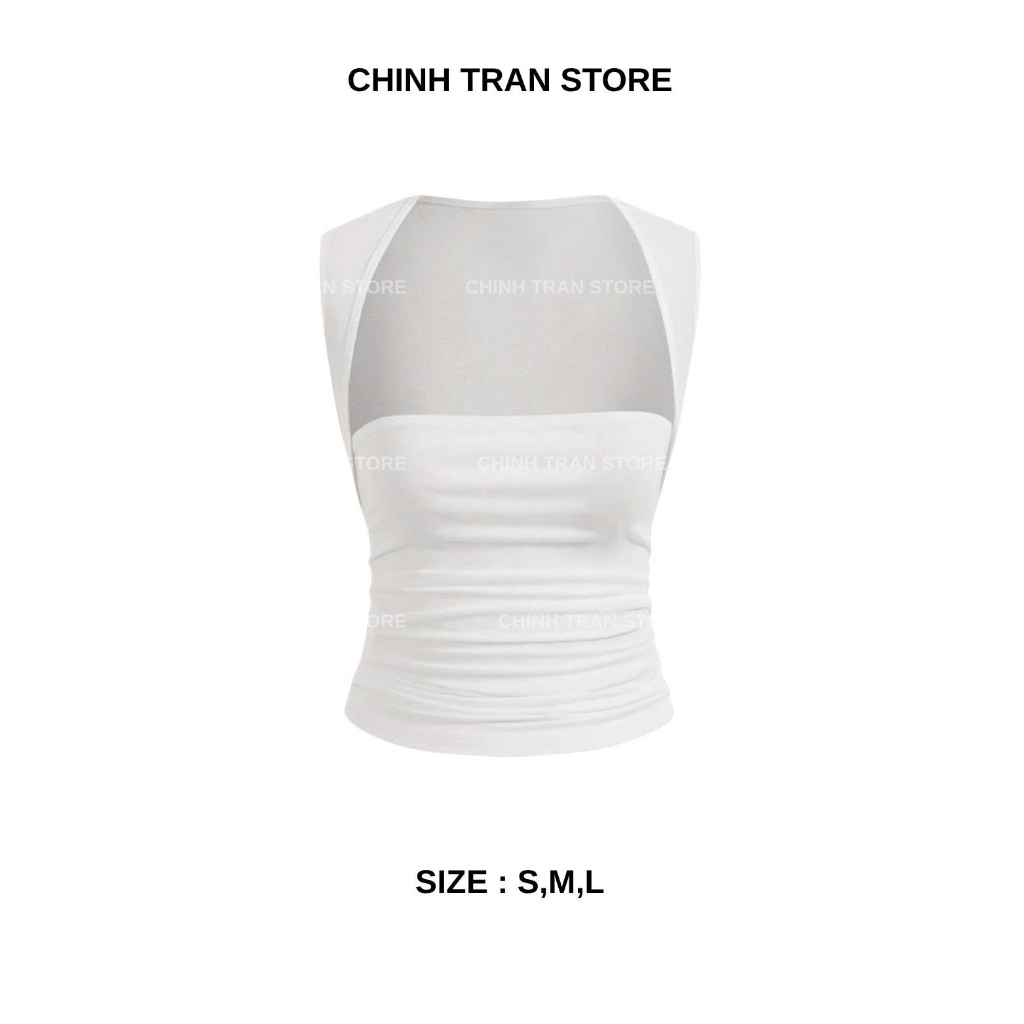 Áo Sát Nách Cúp Ngực Nhún Eo Viền Vai Nhỏ Chất Thun Cotton Co Giãn Nữ Tính Trendy - Chinh Trần Store | BigBuy360 - bigbuy360.vn