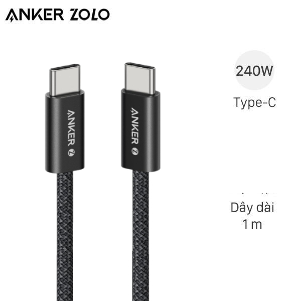 [SHIP HỎA TỐC] Cáp Type C - Type C 1m 240W Anker Zolo A8060 Chính Hãng Bảo Hành 12 Tháng