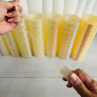  Sku69-Combo 10 cây băng keo trong 1,8cm dán giấy văn phòng loại nhỏ dài 10-50yard dán hàng,đóng gói 