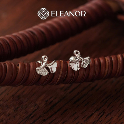 Bông tai nữ chuôi bạc 925 Eleanor Accessories hình lá bạch quả phụ kiện trang sức khuyên tai 8511