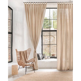  Rèm Dây Luồn  Không Kèm Thanh Treo  Vải Voan Đũi Linen Màu Be Thích Hợp Trang Trí Nhà Cửa Homestay xinh xắn. 