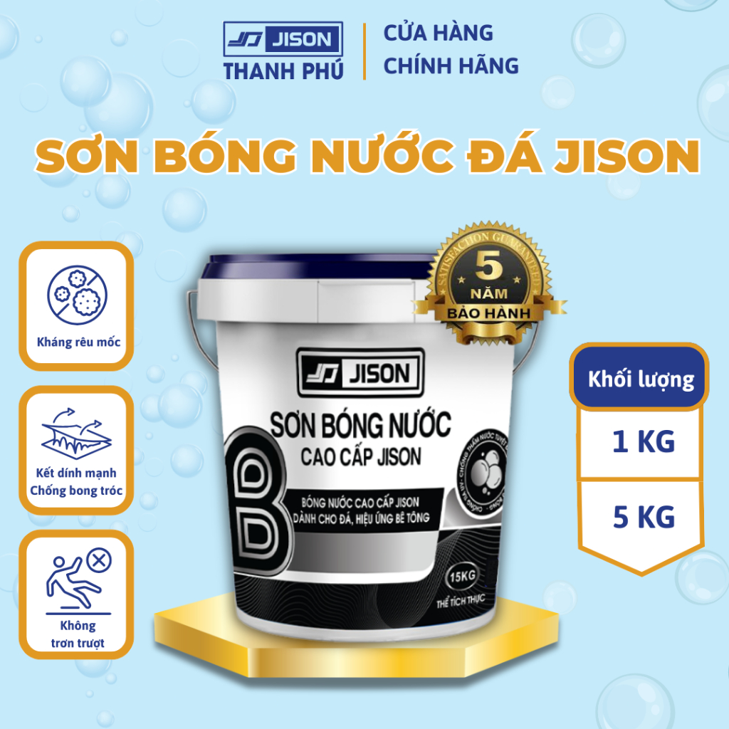 Sơn bóng Acrylic Jison gốc nước phủ bóng chống thấm bảo vệ gỗ, đá tự nhiên, bê tông.