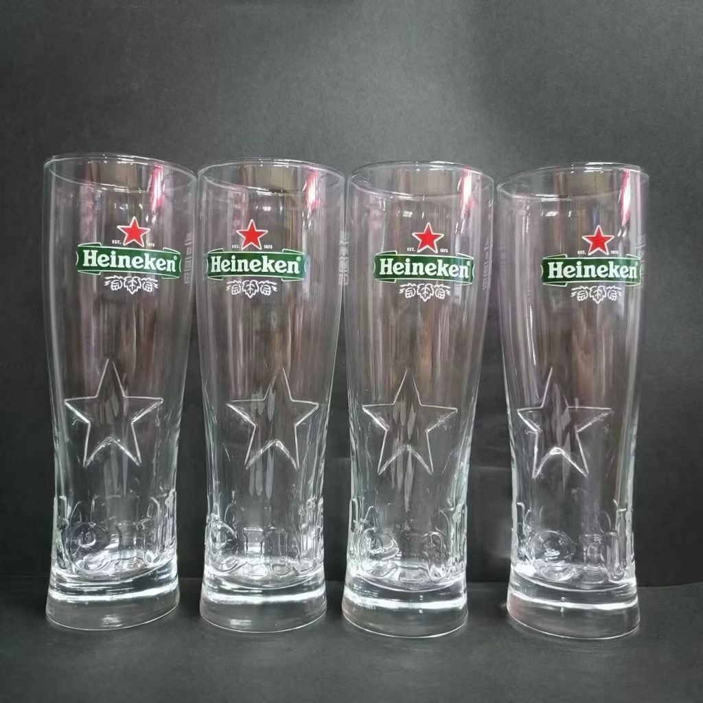 LY thủy tinh năm sao dập nổi sáng tạo 250ml- * ( ly Heineken ) cao 25*7