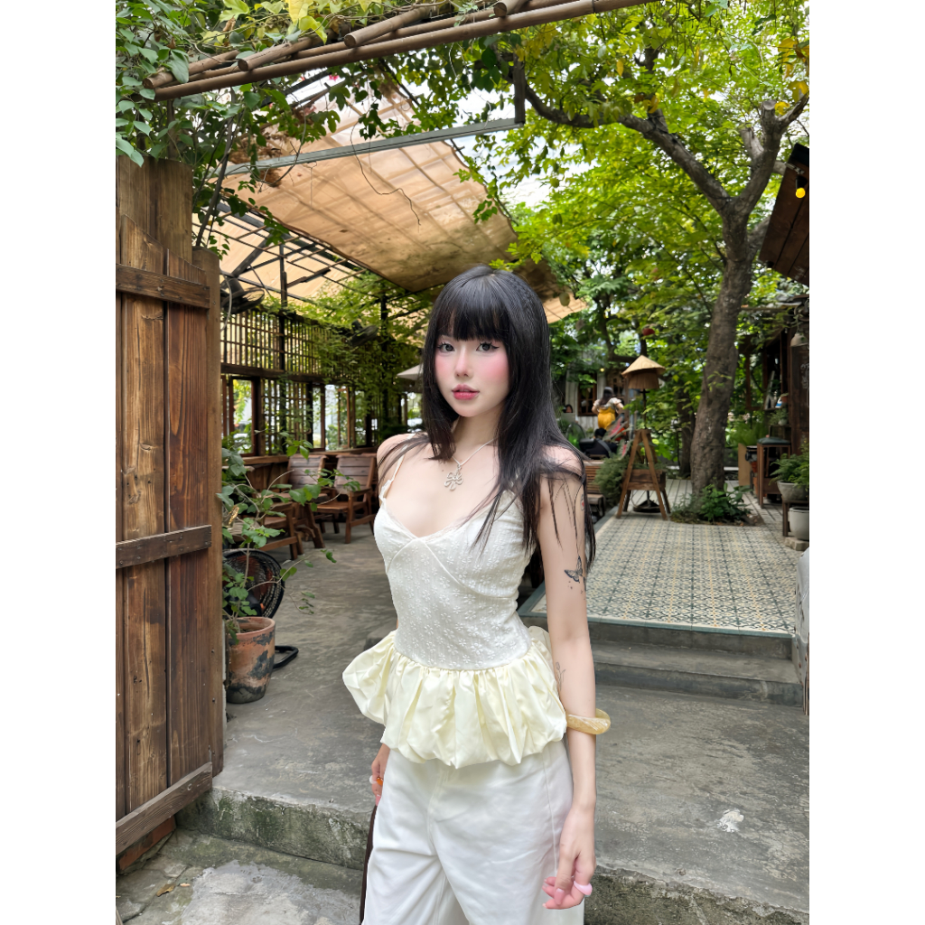 Áo 2 Dây SAIGONESE Bí Phồng Hoạ Tiết Ren Hoa Xòe Form Nữ - A03SP | BigBuy360 - bigbuy360.vn