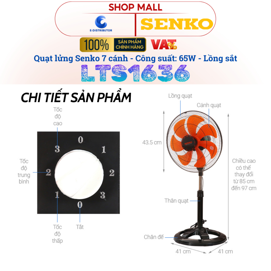[HỎA TỐC] Quạt lửng thân sắt 7 cánh Senko LTS1636 - LTS1631 (Mã mới) - Hàng chính hãng | BigBuy360 - bigbuy360.vn