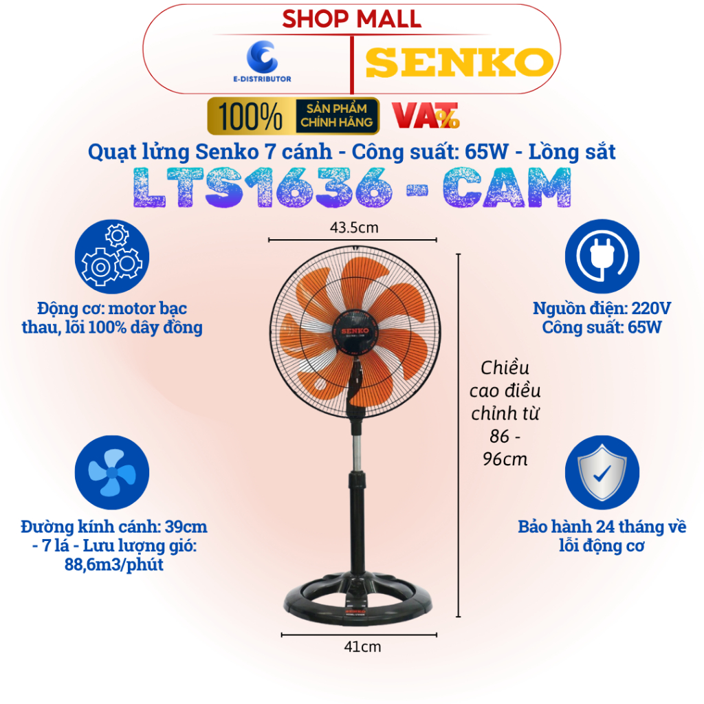 [HỎA TỐC] Quạt lửng thân sắt 7 cánh Senko LTS1636 - LTS1631 (Mã mới) - Hàng chính hãng | BigBuy360 - bigbuy360.vn