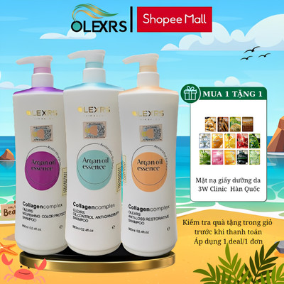 (Mẫu mới) Cặp Dầu Gội Xả Olexrs+HairSalon Argan Oil Collagen Chính Hãng