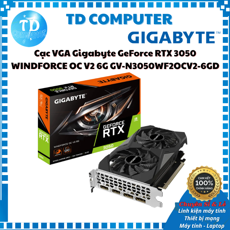 Card màn hình GIGABYTE GeForce RTX 3050 WINDFORCE OC 6G (6GB GV-N3050WF2OCV2-6GD) - Hàng chính hãng 