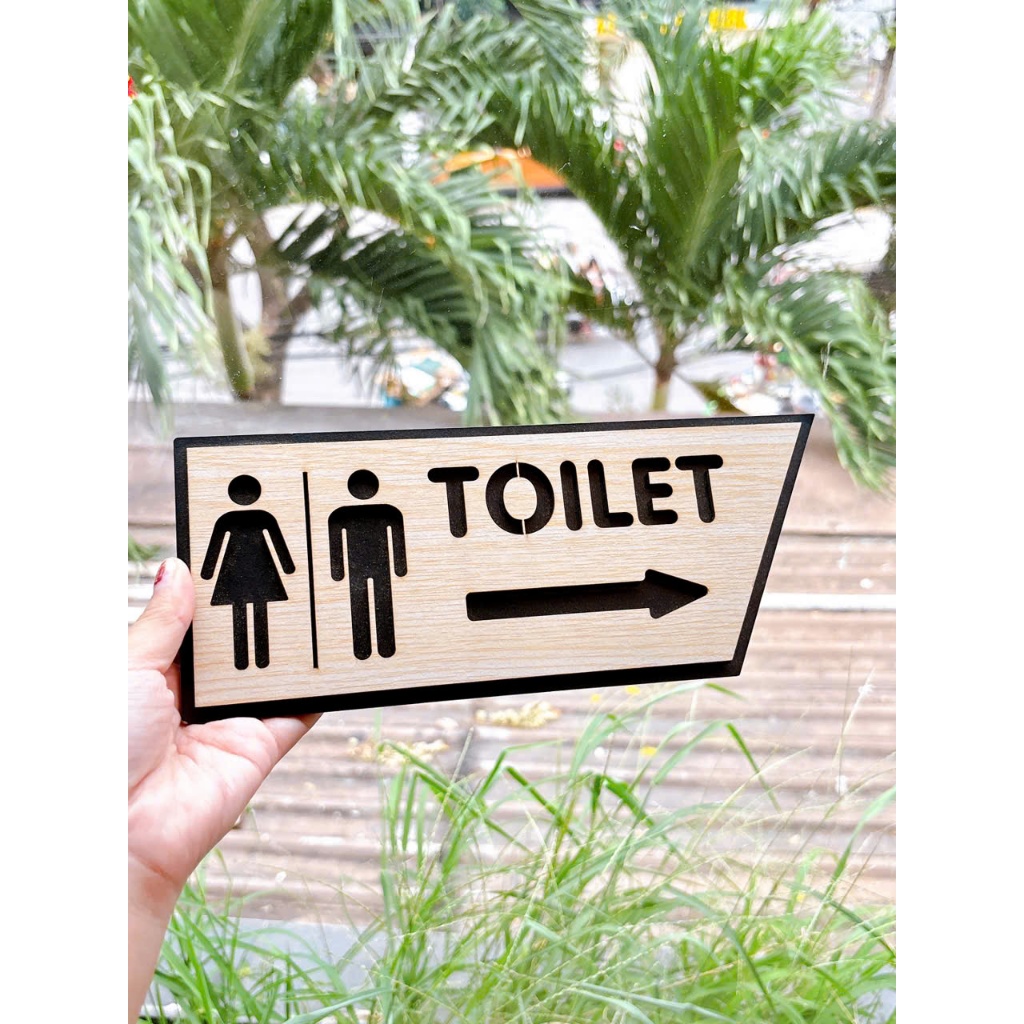 Bảng Gỗ WC Chỉ Hướng Toilet Biển Gỗ Toilet Decor Trang Trí Nhà Hàng, CaFe, Khách Sạn