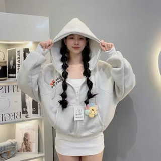  Áo khoác nỉ nữ form rộng mũ 2 lớp cute hàn quốc NỈ IN CHỮ KÈM HOA CAMASTORE M25800 