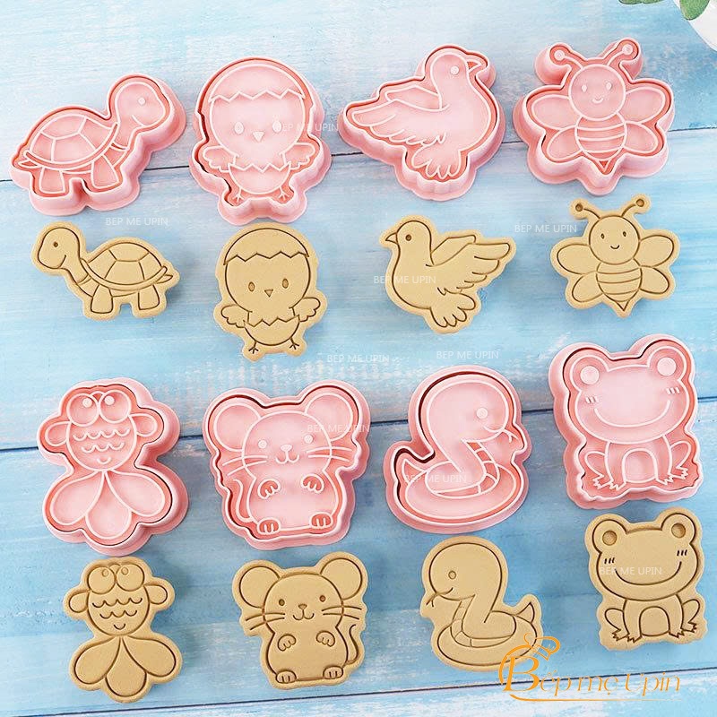 Sét 8 khuân nhấn nhựa cutter hình con rắn động vật sinh vật biển