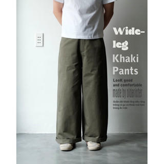 Quần dài Kaki trơn ống Wide-leg - Olderister | premium khaki cotton