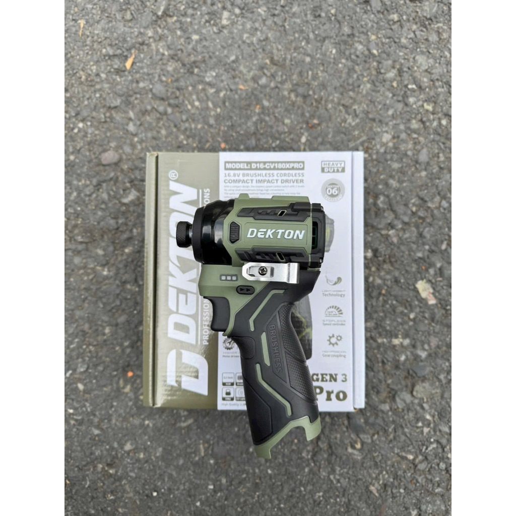 Máy Chuyên Vít Pin D16 Dekton D16-CV180PRO - Gen 3 - Lực Siết 180Nm - 3 Màu Xanh, Xám, Olive