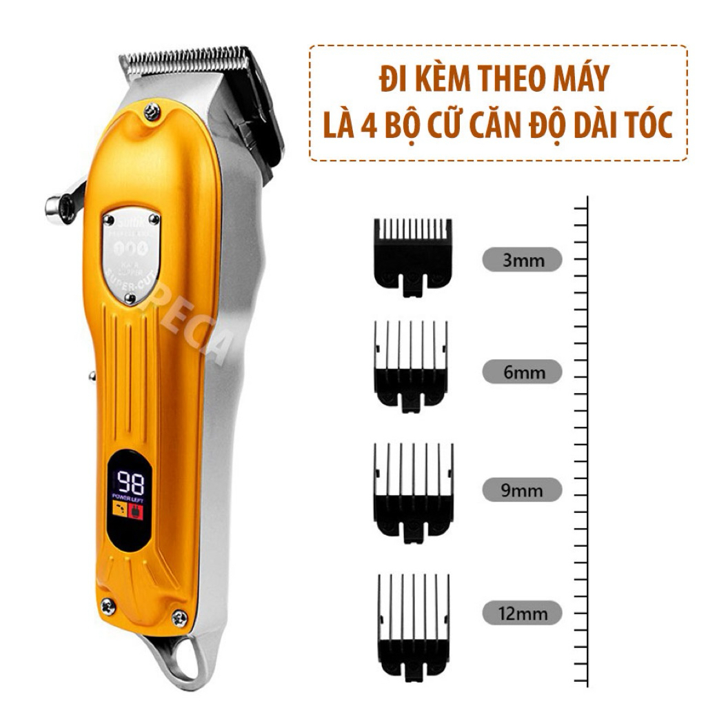 Tông đơ cắt tóc Kemei KM-802 – Màn hình LED – Cần gạt chỉnh độ dài | Dùng cho salon & tại nhà