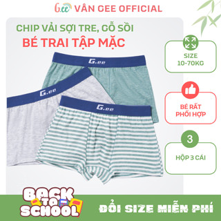 Set 3 quần lót bé trai Gee cho bé tập mặc từ 10kg đến 75kg, đáng đùi thoải mái, chất sợi tre mềm mại mặc nhẹ như không.