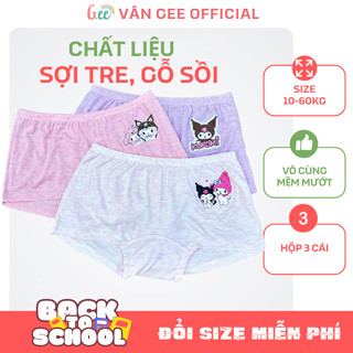 Chip đùi bé gái Gee, set 3 quần lót bé gái vải sợi tre mỏng mát thấm hút mồ hôi cho bé gái cân nặng 10 đến 60kg