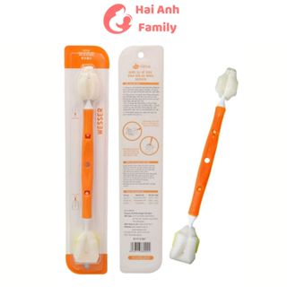 Cọ rửa bình sữa Wesser 2 đầu đa năng, dụng cụ vệ sinh bình sữa, núm ti cao cấp