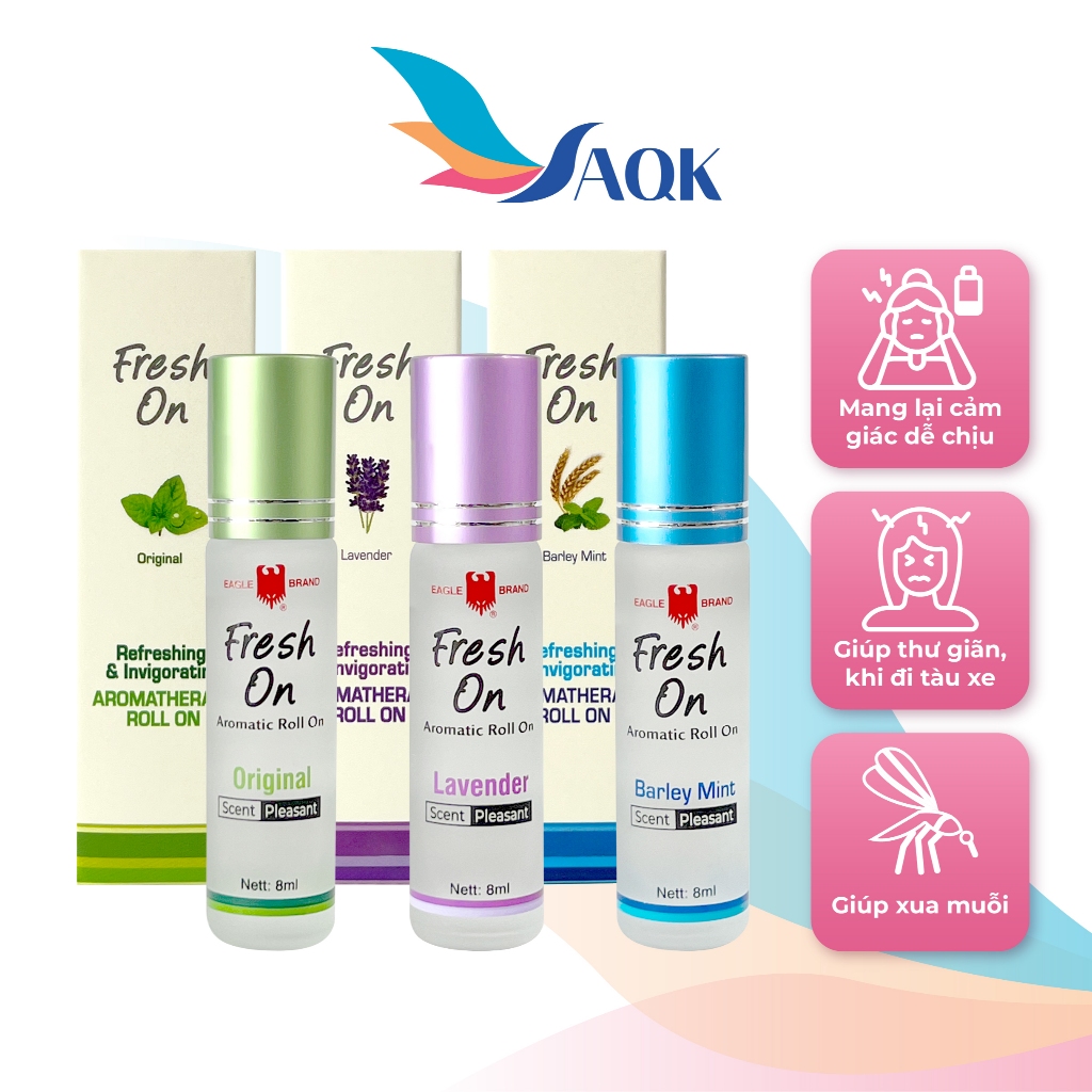 Dầu lăn giảm căng thẳng Eagle Brand Fresh On (8ml) - Giúp làm dịu căng thẳng, giảm mệt mỏi, thư giãn