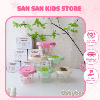  Hũ thuỷ tinh đựng đồ ăn dặm cho bé có chia vạch Babyboo Hộp trữ đông đồ ăn cho bé có nắp đậy Cốc thuỷ tinh cho bé ăn dặm 
